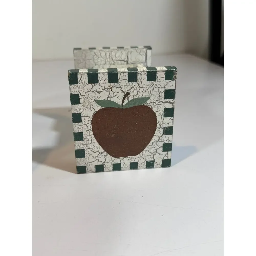 Apple Wood Block Perpetual Calendar Reusable Wooden Month Date Display Blocks